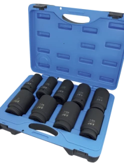 Power Tool Accessories Jet 1" Dr. Deep Impact Socket Set - SAE Deep - 6 Point - 9 Piece