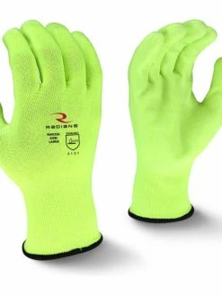 Radians Hi-Viz Breathable Polyester Gloves With Polyurethane Grip - Pack Of 12 Pairs Work Gloves