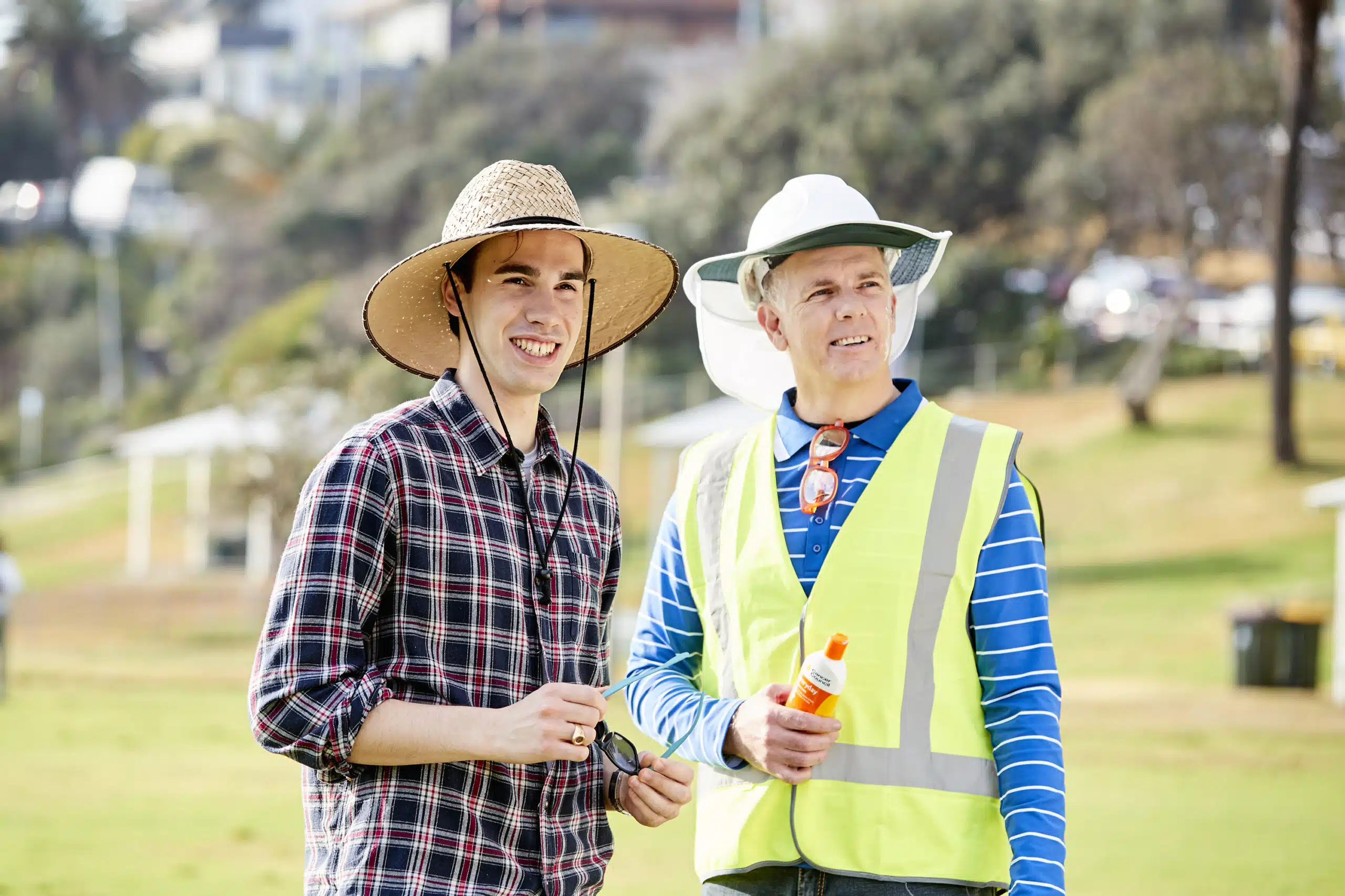 Cleanflow Work Safety Store -Cleanflow Work Safety Store Outdoor workers 2 men with hats and holding sunscreen scaled 1